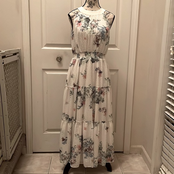 TED BAKER KAHLAY FLORAL JACQUARD HALTER MAXI TIERED DRESS. US SZ 6 TED SZ 2 - Picture 3 of 16